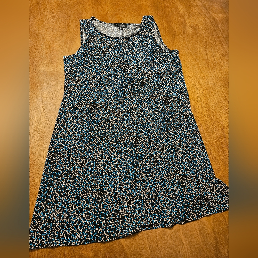 Elegant Black and Blue Patterned Mini Dress